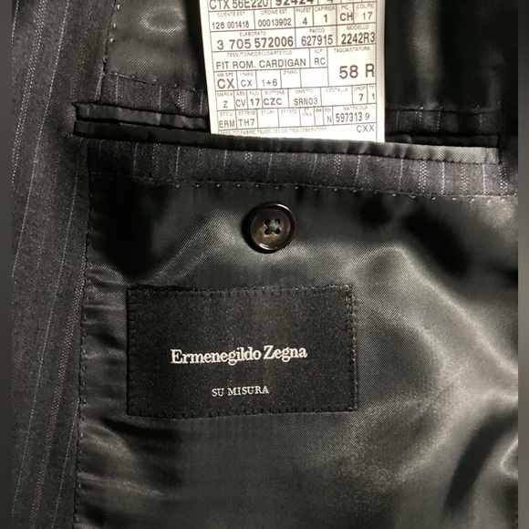 Ermenegildo Zegna Su Misura 58 EU 48 US Suit 38x31 100% Wool Charcoal Stripe - Picture 6 of 8